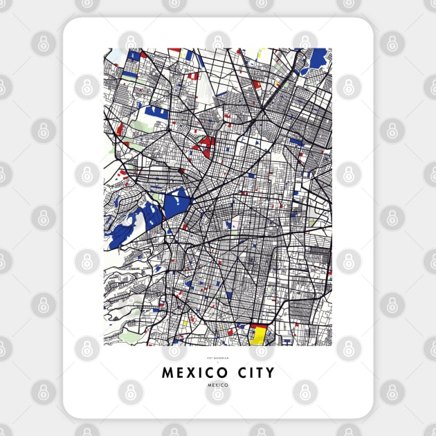 Mexico City (Mexico) Map x Piet Mondrian Sticker by notalizard